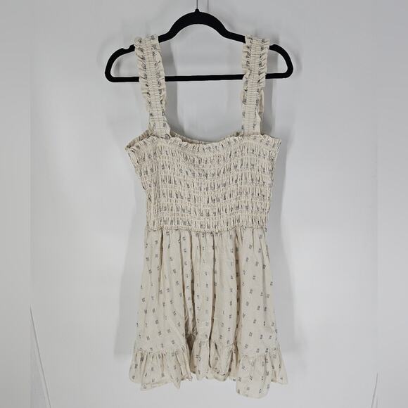 Madewell Ikat Swiss Dot Textured Lucie Smocked Tank Mini Dress XL - Picture 6 of 11